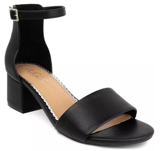 Sugar Shoes - SUGAR 'NOELLE' LOW DRESS BUCKLE SANDAL BLACK SMOOTH WOMENS 9.5W WIDE NEW